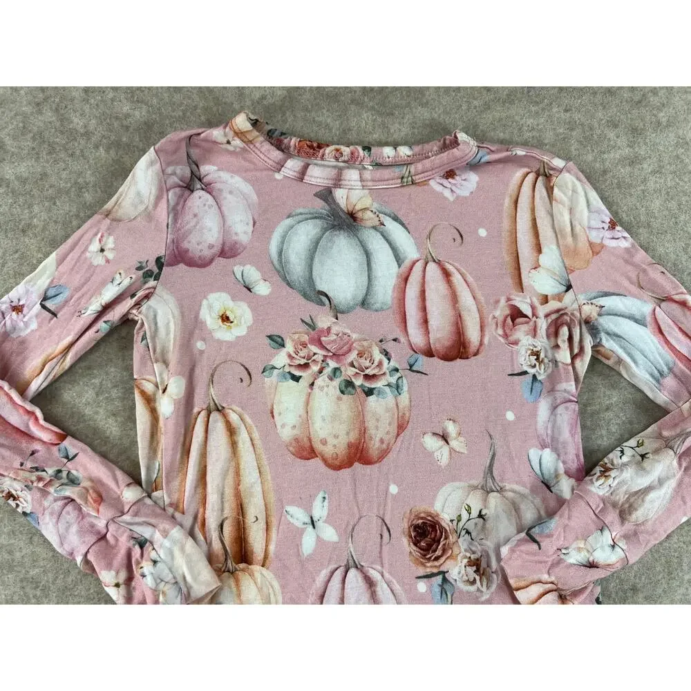 Posh Peanut Talena Pink Pumpkins Bamboo Pajama Set Size 5/6